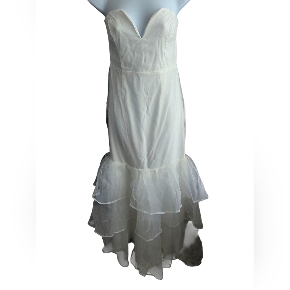 NWT Lulus White Tulle Tiered Strapless Maxi Dress Size M AS IS - Picture 1 of 6